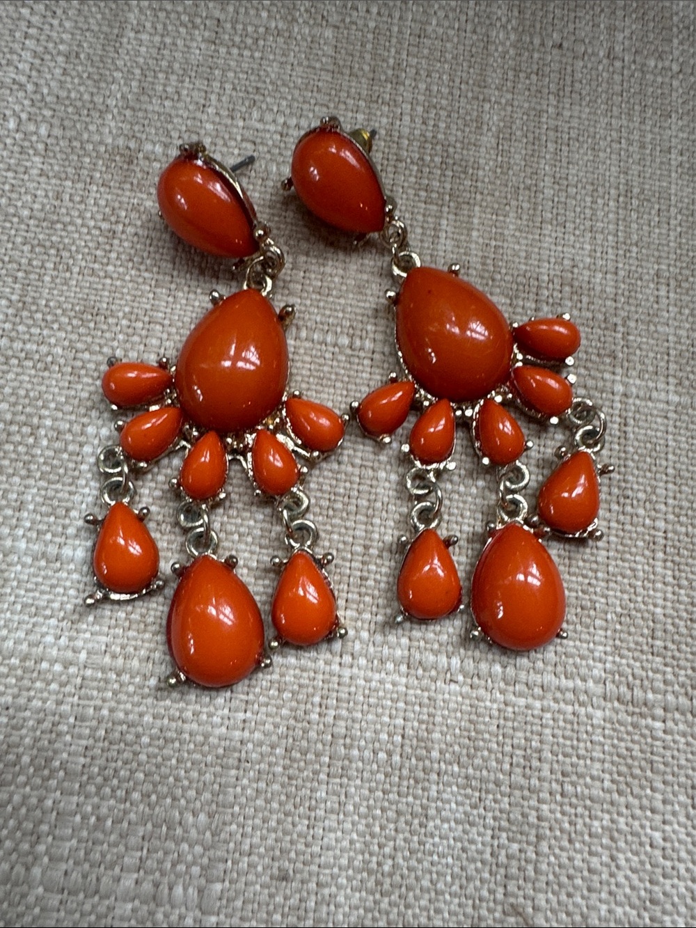 Vintage Orange Chandelier Earrings